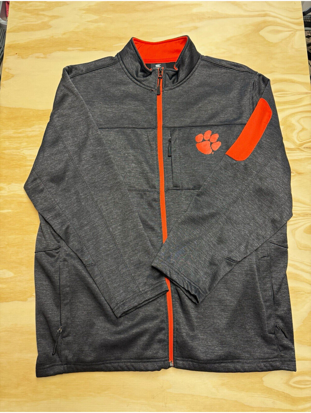 Colosseum Clemson Tigers Full Zip Jacket Gray Orange Size XL